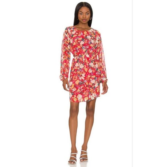 BCBGeneration Womens Cutout Long Blouson Sleeve Dress Garden Multi Large NWT - Picture 1 of 8